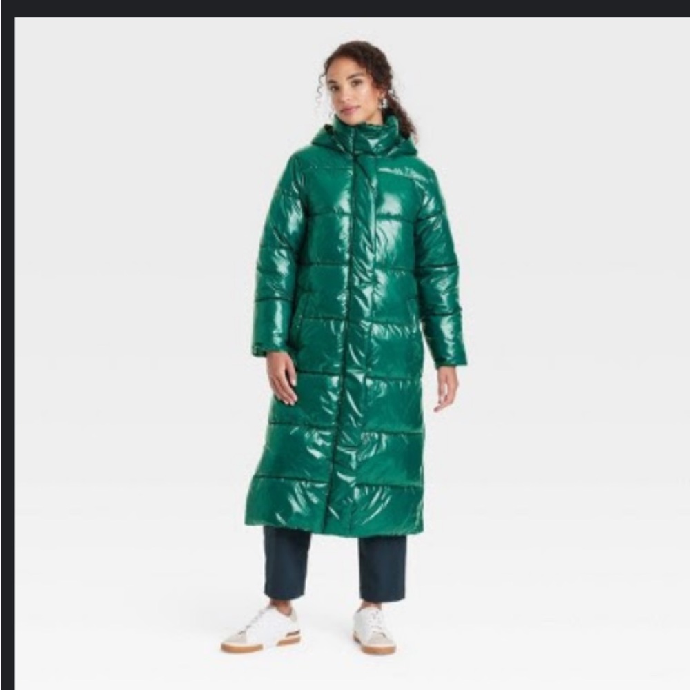 Target A New Day - Women’s Hooded Duvet Puffer Jacket in Green